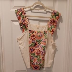 Vibrant Floral Women's Blouse Tiny By Anthropologie 1X